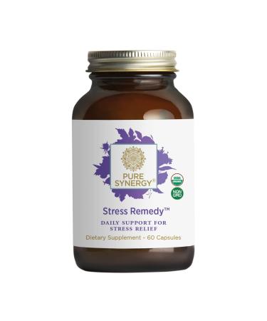 PURE SYNERGY Stress Remedy | 60 Capsules | USDA Organic | Non-GMO | Vegan | Natural Stress Relief with Ashwagandha Root Extract