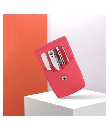 HEXEH Nail clippers set Portable Nail Clippers Mini Manicure Set Nail Clipper Set 4 in 1 Stainless Steel Professional Grooming Kit with Tweezers Ear Pick Best Gift Choice Manicure Set (Color : Red)