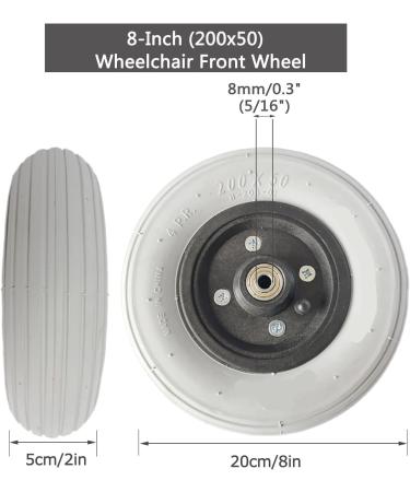 Wheelchair Wheels Wheelchair Front Castor (200x50) Electric Wheelchair Front Wheels Replacement Wheelchair Front Caster 8 Inch Wheelchairs Rollators Accessories Bearing: 8mm (0.3") - Buy Online on GoSupps.com