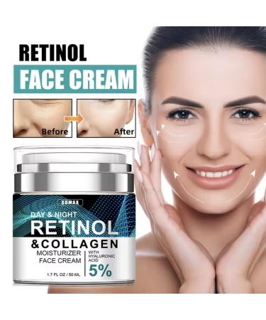 Best Face Moisturizer with Retinol & Hyaluronic Acid | Anti-Aging Collagen Cream for Women & Men | Day & Night Anti-Wrinkle Cream - 1.7 Fl Oz - Buy Online on GoSupps.com