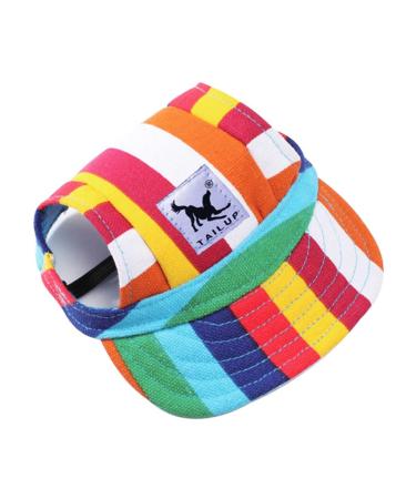 Bbeart pet hat leisure visier pet hat baseball sun hat sports cap with ear holes and chin straps for small dogs medium-sized dogs (L colorful) L colorful