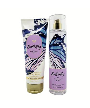 Butterfly Fine Fragrance Mist Body Spray & Ultimate Hydration Body Cream Full Size 8 oz. each (Packaging May Vary)