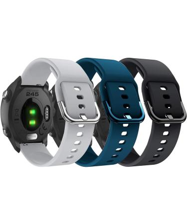 GOSETH Garmin Forerunner 245/Vivomove Sport 20mm Silicone Band Replacement - Dark Blue/Gray/Black - Buy Online on GoSupps.com