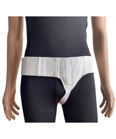 FlexaMed Left Side Inguinal Groin Hernia Truss with Compression Pad White - Medium Medium White