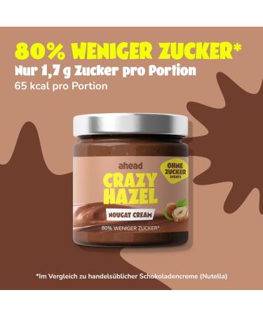 Ahead Crazy Hazel | 6 x 200g Sugar-Free Hazelnut Chocolate Spread | Low-Sugar Gluten-Free Vegetarian Chocolate Cream | Healthy 1.2 kg Pack - Buy Online on GoSupps.com