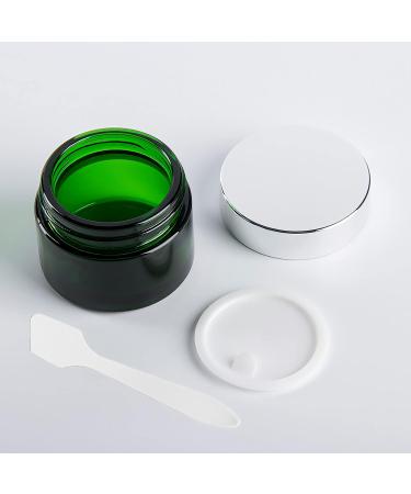 Zeoabsy 6-Piece 50ml Green Glass Cream Box Set with Silver Screw Lid & Spatulas Perfect for Gels Creams & Ointments | International Shipping - Buy Online on GoSupps.com