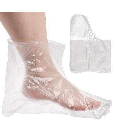 PROUSKY 100 Pieces Plastic Disposable Booties Paraffin Wax Bath Liners for Pedicure Hot Spa Wax Treatment