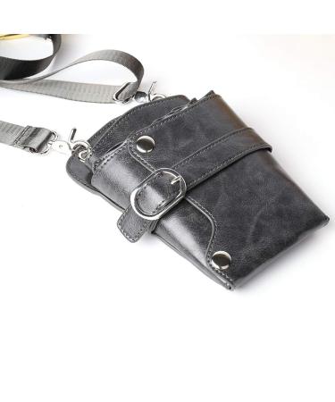PU Leather Scissors Pouch - Grey | Hair Stylist Tools Bag for Salon & Barber | Waist/Shoulder Belt Holster - Buy Online on GoSupps.com