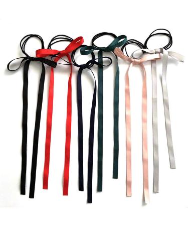 6 Pieces Bow Hair Ties  Long Silk Ribbon Hair Bands