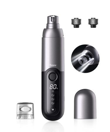 Toozey Dog Nail Grinder with LED Lights, Professional Powerful Electric Dog Nail Trimmer with 2 Grinding Wheels, Dog Nail File Painless Paws Grooming for Small Medium Large Dogs & Cats Black