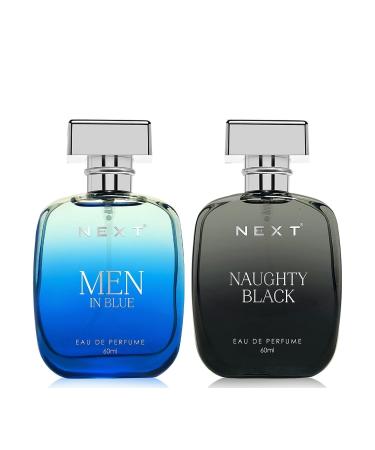 DJ Next Care Men in Blue & Naughty Black Luxury Perfume for Men & Women 60ml Each | LEMON ROSE CHOCOLATE and AMBERY Scent | Long Lasting Fragrance Body Spray (Gift Set of 2)