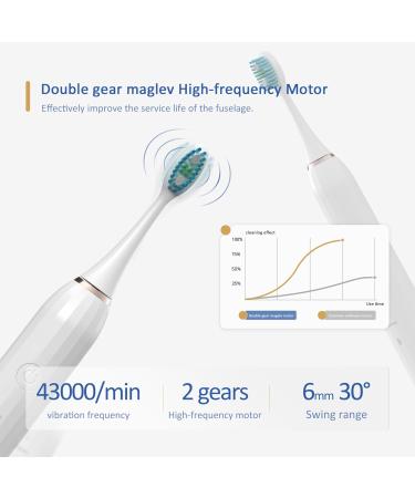 M1 Sonic Electric Toothbrush - 8 Brush Heads 60-Day Battery Life Fast Charging 5 Modes & Smart Timer - Ideal for Adults (White) - International Shipping - Buy Online on GoSupps.com
