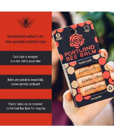 Portland Bee Balm Rose Garden Lip Balm - Handmade Beeswax Blend (3 Pack) - Buy Online on GoSupps.com