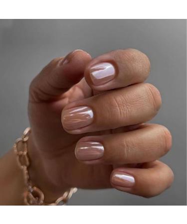 Mouyouglow press on nails short Square Nude Rosa Glaze Fake Nails with nail glue angular artificial nail pink of course acrylic artificial fingernails Q13