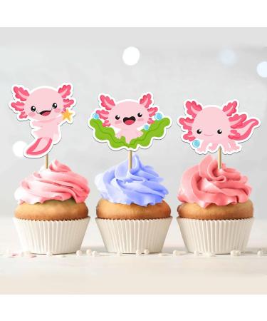 Pink Axolotl Cupcake Topper for for Pink Fish Birthday Cupcake Decorations Cute Axolotl Theme Party Decorations Supplies - Buy Online on GoSupps.com