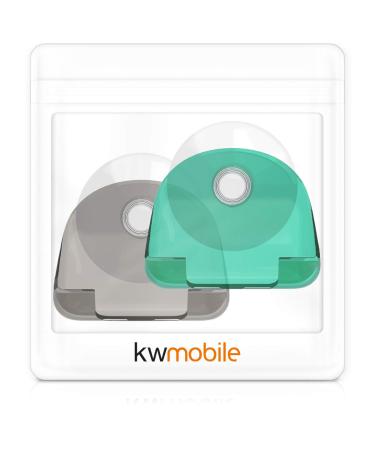 kwmobile 2x Razor Holder with Suction Cup - Self-Adhesive Shaver Wall Mount - Bathroom Organizer for Glass and Tiles - Black/Green/Transparent Black / Green / Transparent - Buy Online on GoSupps.com