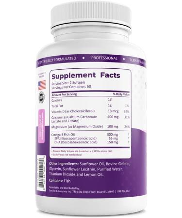 OMEGA BLU Calcium & Magnesium w/MYLK - High Absorption Formula with Omega 3, Vitamin D for Bone, Joint, Collagen, Heart & Brain Health - Pharmaceutical Grade - 60 Servings - Buy Online on GoSupps.com