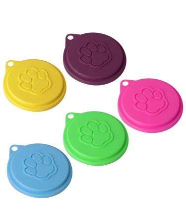 5 PCS Pet Dog Cat Food Can Cover Pet self-Sealing,Reusable pet Food lids, Environmentally Friendly(Color Random) 5pcs