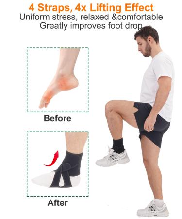 Buy Adjustable AFO Drop Foot Brace for Walking & Sleeping - Soft Night Splint & Ankle Support (Left-Black) - International Shipping Available - Buy Online on GoSupps.com