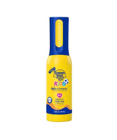 Banana Boat Kids 360 Coverage Sunscreen Mist SPF 50+ | Kids Sunscreen Applicator Refillable Sunscreen Bottle SPF 50 Sunscreen Spray Mist Bottle Kids Spray Sunscreen Non-Aerosol Sunscreen 5.5oz