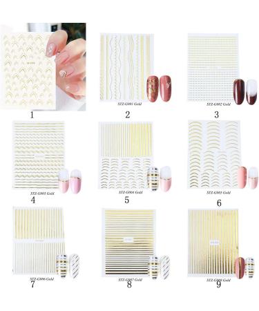 Star Silver Gold Lines Stripe Geometric Nail Art Decoration 3D Nail Sticker Transfer Stickers Shining Decals(1) Style1 - Buy Online on GoSupps.com