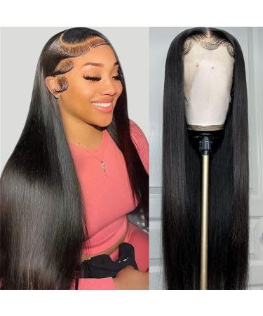 Iris Queen 13x4 HD Straight Lace Front Wigs Human Hair Pre Plucked with Baby Hair 180 Density 10A Transparent Lace Frontal Human Hair Wigs for Black Women Bleached Knots Natural Color (20 inch) 20 Inch Natural Black Colo...