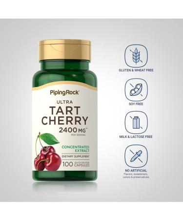 Piping Rock Tart Cherry Extract Capsules 2400mg | 100 Count | Non-GMO Gluten Free Supplement - Buy Online on GoSupps.com