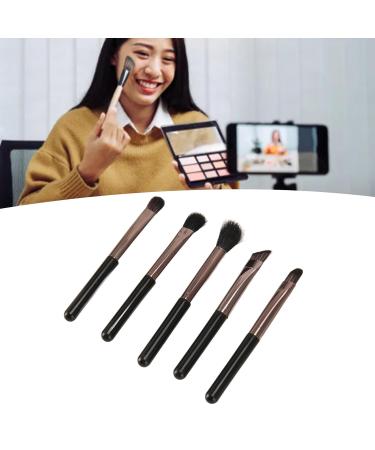 Portable 6-Piece Black Makeup Brush Set with Mirror - Foundation Powder & Shadow Blending - Buy Online on GoSupps.com