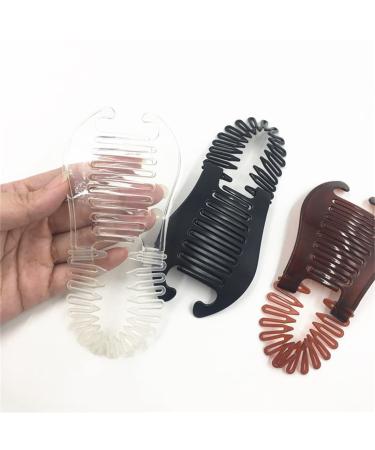 3pcs Interlocking Banana Hair Clips for Women - Soft Bendable Hair Combs for Thick Hair - Natural Wavy Curly Hair Ponytail Style - Black - Buy Online on GoSupps.com