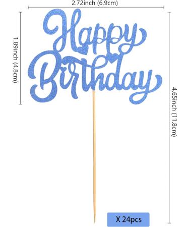 UXYOKM 24Pcs Happy Birthday Cupcake Toppers Blue Glitter Cupcake Picks Birthday Decorations Baby Shower Anniversary Party Supplies - Buy Online on GoSupps.com