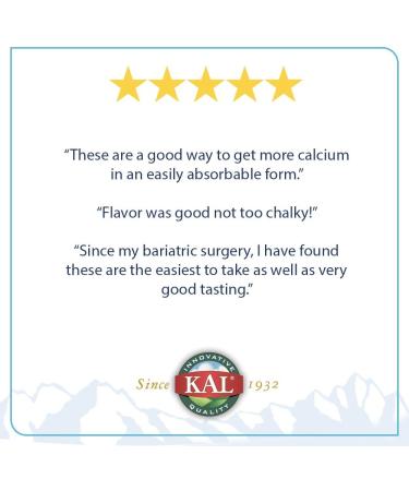 KAL Calcium Citrate Chewables - Natural Mixed Fruit Flavor (60 Count) | Bone Health & Supplement - Buy Online on GoSupps.com