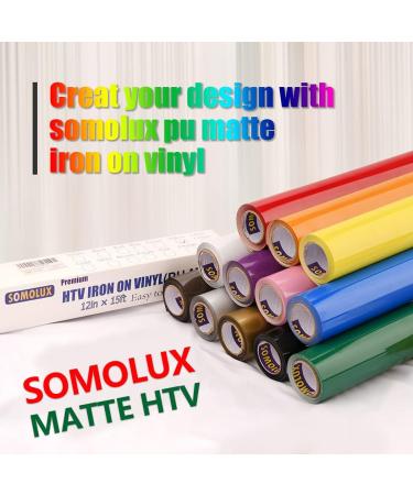 SOMOLUX HTV Matte Black Iron on Vinyl 12 x 15ft Roll - Easy to Cut & Weed, Heat Transfer Vinyl for T-Shirts - Compatible with Silhouette and Cricut - Buy Online on GoSupps.com