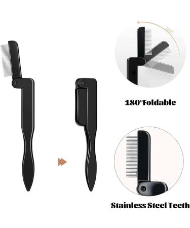 2 Pcs Folding Eyebrow & Eyelash Comb Set - Portable Makeup Tool for Women | Durable Lash Separator & Grooming Brush with Handle - Buy Online on GoSupps.com