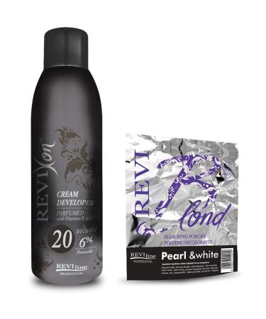 Set of Cream peroxide 1000ml (6% volume 20) and Bleach Powder (PEARL&WHITE) 500g no dust formula Professional Lightening bleaching highlighting hair protect formula