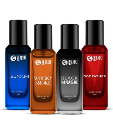 Bea'rdos Perfumes Giftset For Men (Pack of 4 x 20ml) Whisky Smoke Godfather Tsunami and Black Musk | Long Lasting Perfume Musk & Woody Fresh Fragrance | Rakhi Gift for Brother | Friendship Day Gift - Buy Online on GoSupps.com