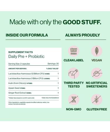 Hilma Healthy Gut & Bloat Support Bundle - Gas & Bloat Relief (50 Vegan Capsules) with Lemon Balm Fennel & Peppermint Leaf + Daily Pre & Probiotic with Herbs (60 Vegan Capsules) for a Healthy Gut - Buy Online on GoSupps.com