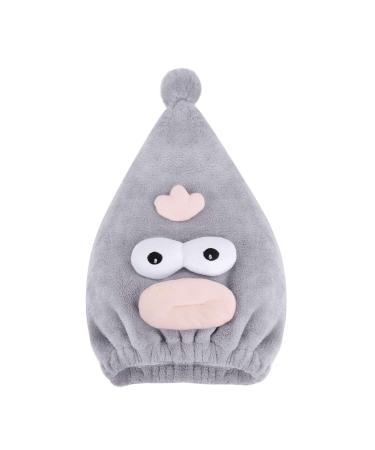 Fakeface funny hair dryer children head towel polyester microfiber headscarf dry hood hair turban soft quickly dry hair towel fish-gray