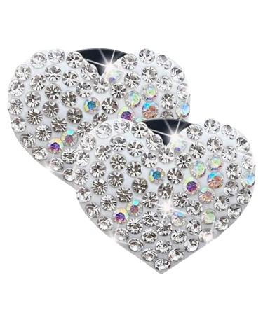 SOLUSTRE 2pcs Bling Heart Air Vent Clips Car Decoration Heart Air Conditioning Outlet Clip Car Air Freshener Clip Car Interior Decor Charm Car Interior Accessories White