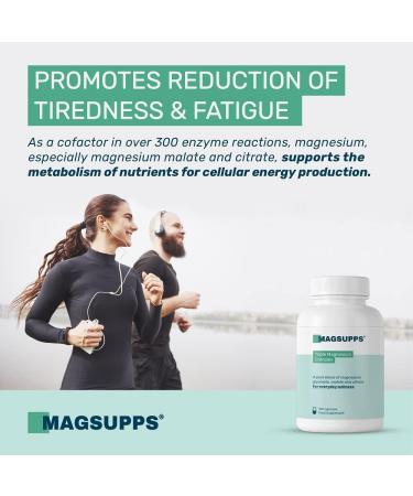 MAGSUPPS Triple Magnesium Complex - 300mg Pure Magnesium for Muscles, Sleep, Calm & Energy - 120 Capsules - UK Made - Buy Online on GoSupps.com