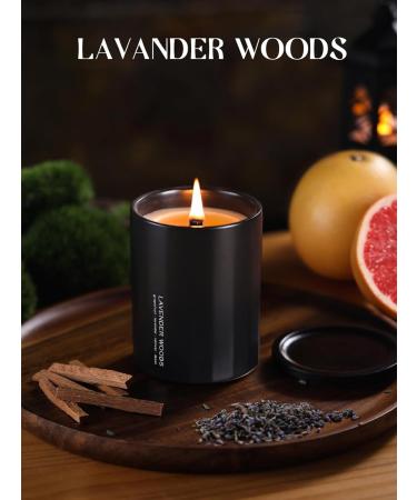 DOWAN 8oz Black Ceramic Jar Scented Candle - Rich Lavender Woods Wood Wick 45+ Hours - Non-Toxic Decor for Men's Cave & Bedroom - Buy Online on GoSupps.com