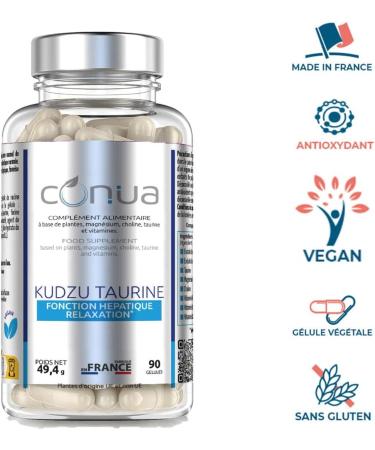 Kudzu Valerian Taurine Conua | HEPATIC RELAXATION FUNCTION* | Choline Magnesium Vitamins B1 B6 and B12 | No Additives | Standardized in ISOFLAVONES | Powerful Antioxidant | Vegan - Buy Online on GoSupps.com