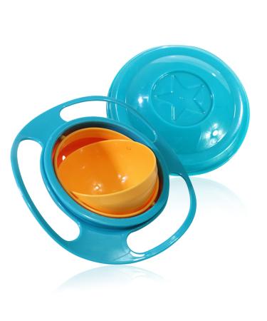 Baby Gyroscopic Bowl Anti Spill Bowl Universal Gyro Bowl Toddler Feeding Bowl Feeding Toddler Anti Spill Bowl Balance Bowl Baby Leak-Proof Bowl Safe Durable with Handle for Children Toddlers (Blue)