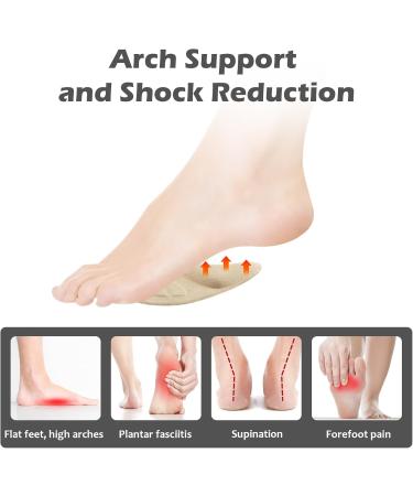 Arch Support Shoe Insoles for Flat Feet | Gel Inserts for Plantar Fasciitis & Metatarsalgia Relief - 2 Pairs (Beige - Buy Online on GoSupps.com