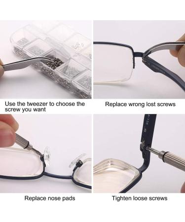 Sunglasses Eyeglasses Repair Kit - 1100PCS Stainless Steel Screws, 5 Nose Pads, Screwdriver & Tweezer - Buy Online on GoSupps.com