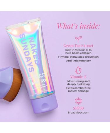 Naked Sundays SPF 50 Golden Glow Body Sunscreen - Broad Spectrum UVA/UVB Protection Shimmering & Firming Non-Transfer Formula for All Skin Types - Buy Online on GoSupps.com
