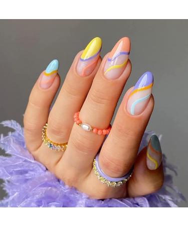 Misssix Short Almond French Press on Nails Set - 144 Pcs Medium Design Fake Nails with Adhesive Tabs and Nail File - Women's Glue on Nails Kit - Buy Online on GoSupps.com