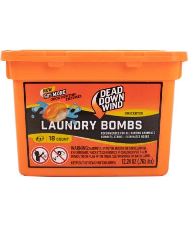 Dead Down Wind Laundry Bombs  Unscented, 18 Count, Odor Elimination for Hunting Gear