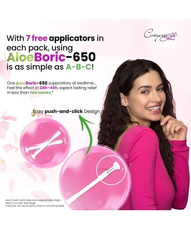 cosynee Boric Acid Suppositories for Women - 60 Capsules + 7 Applicators | Vaginal Health Odor & Dryness Relief - 650 mg Each - Buy Online on GoSupps.com