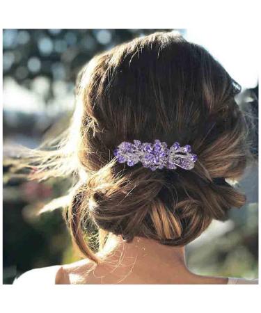 Yheakne crystal wedding hair clipped hairpong purple rhinestos hair clip bling bride bride headdress decorative headgear crystal hair clip comb bride hair jewelry for women and girls (style a)