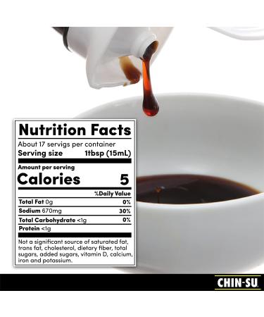 Chin-Su Premium Soy Sauce 8.5 fl oz Bottle - Vegan Dark Sauce for Dipping, Stir Fry, Marinades - 31% Less Sodium (Premium) - Buy Online on GoSupps.com